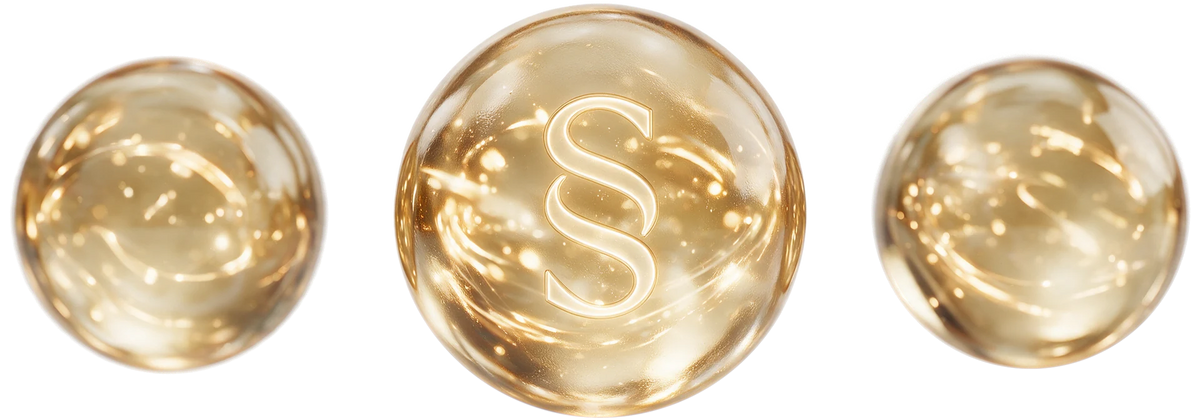 X3-Peptide Complex: three golden spheres, each holding a peptide. Conceptual visual, not a molecular structure.
