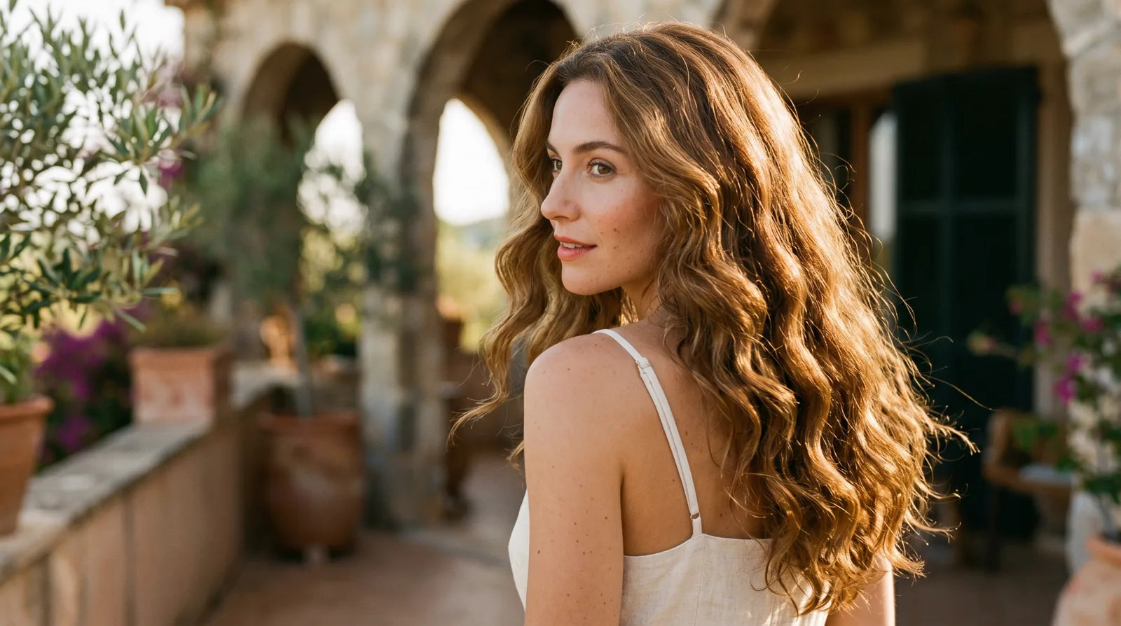 Woman with healthy, wavy hair